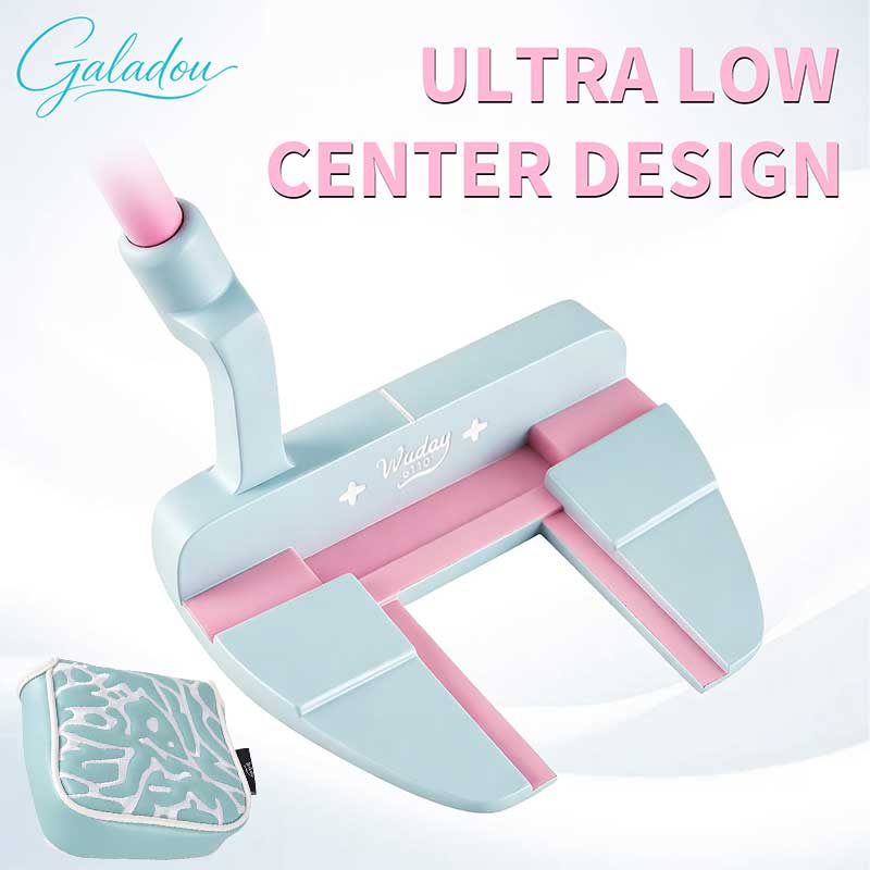 Golf Equipment Beginners - Niebiesko-różowy putter golfowy z niebieskim pokrowcem,